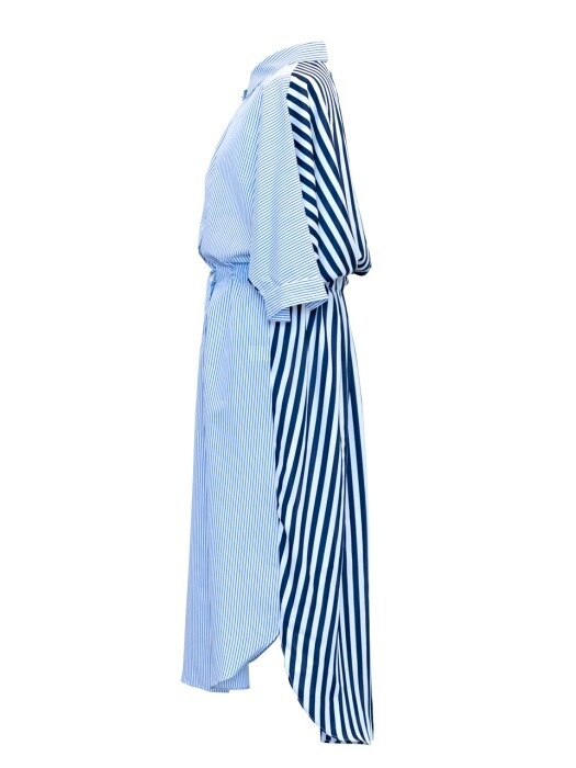 [Pretone+ Beau Hemm] Blue stripe shirt onepiece