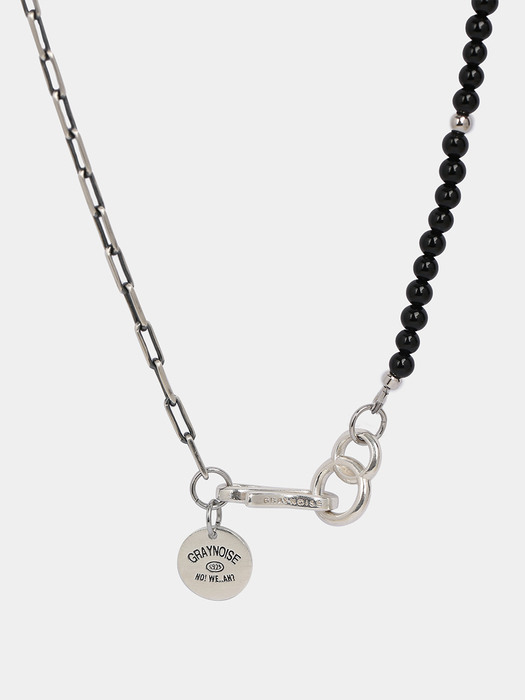 Half chain link necklace (Onyx) (925 silver)