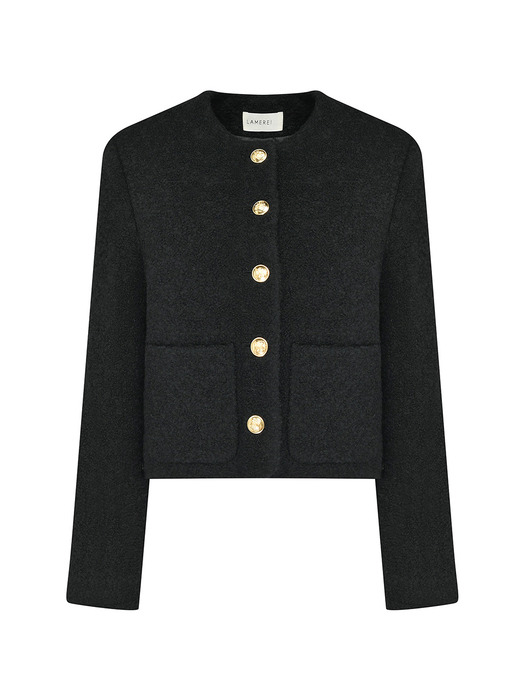 Wool Boucle Crop Jacket[LMBBWIJK202]-Black