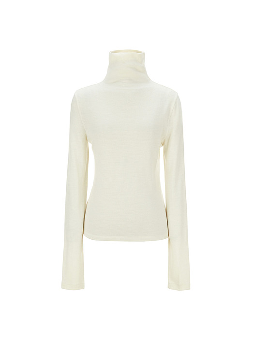 HIGH NECK WOOL KNIT TOP [IVORY]