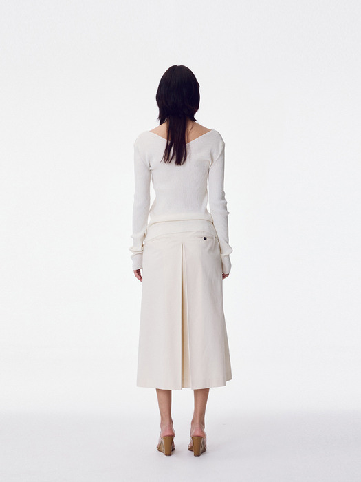 Inverted Pleat Skirt, Ivory
