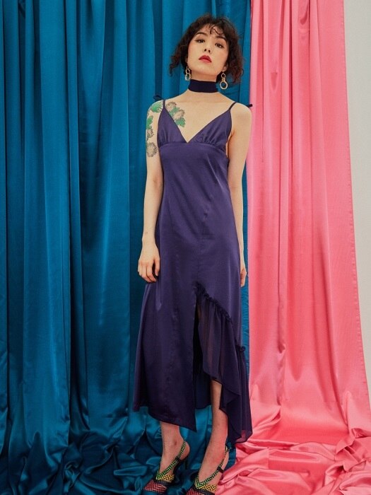 Ribbon Slip Dress Purple