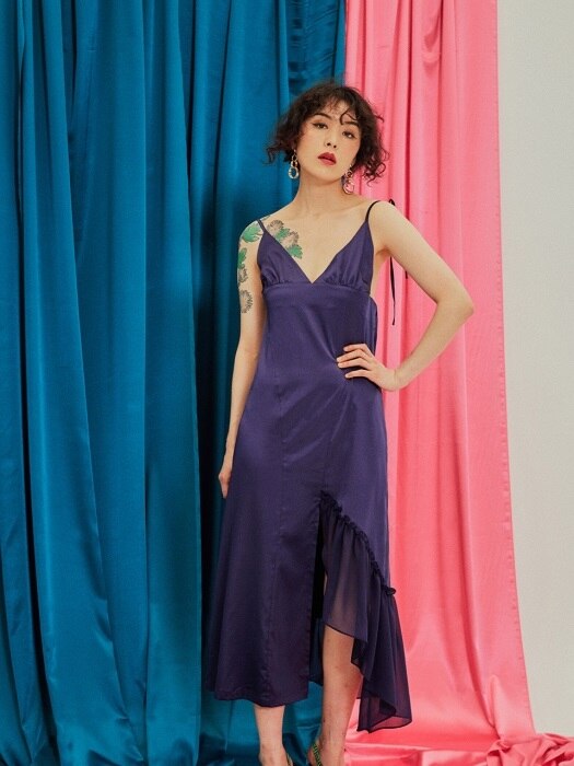 Ribbon Slip Dress Purple