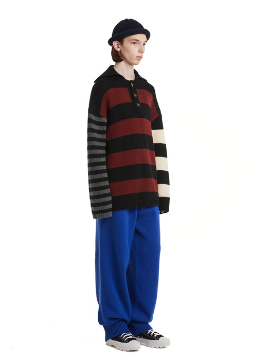 Stripe Pique Polo Knit Sweater_Multi
