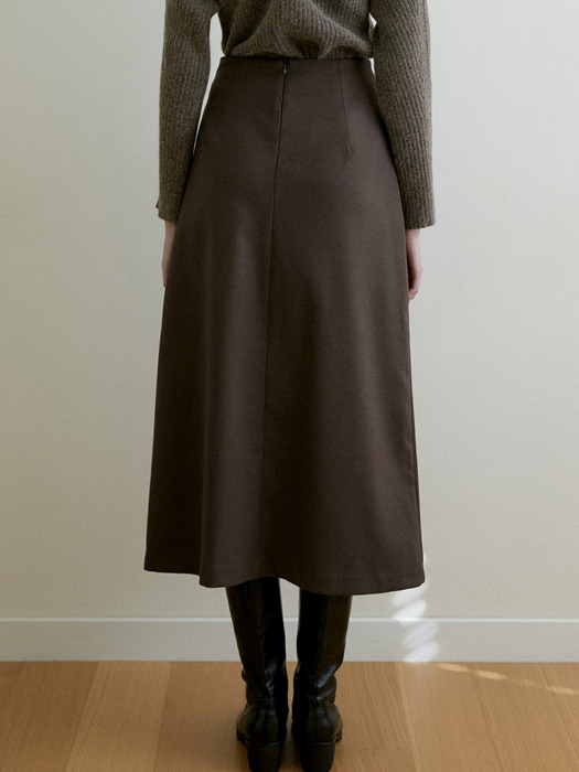comos 1037 belt pleats skirt (brown)