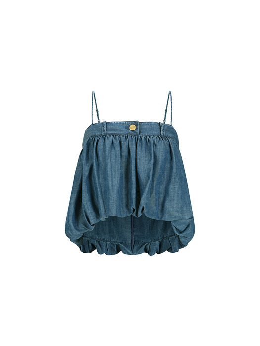 RUCHED CROP SLEEVELESS BLOUSE_BLUE
