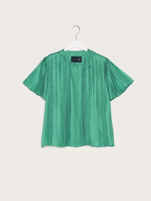 17FW SILK PLEATED SHIRT (TURQUOISE GREEN)