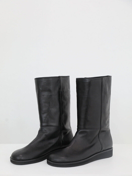 FOLD MIDDLE BOOTS, BLACK