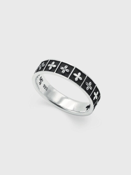 Gothic square flower couple ring(man)