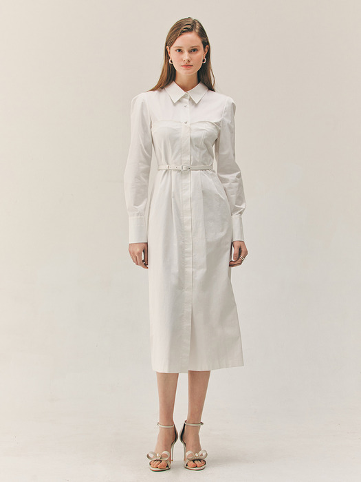 VIOLA Bustier detailed H-line long dress (Off white)