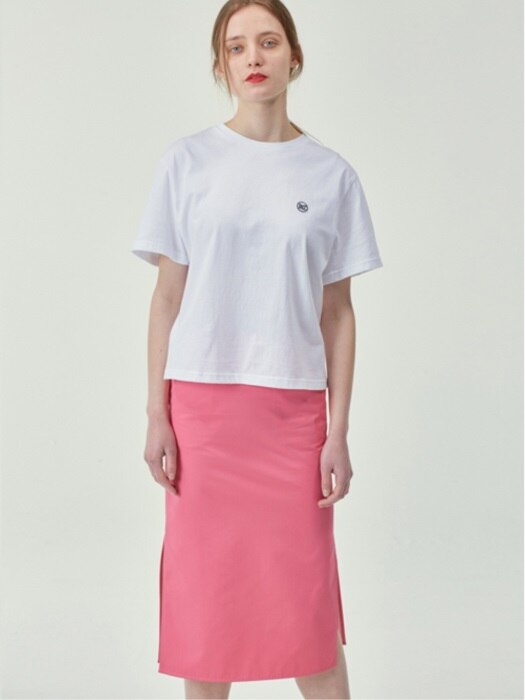 [MATERIALS] SLIT MIDI SKIRT (PINK)