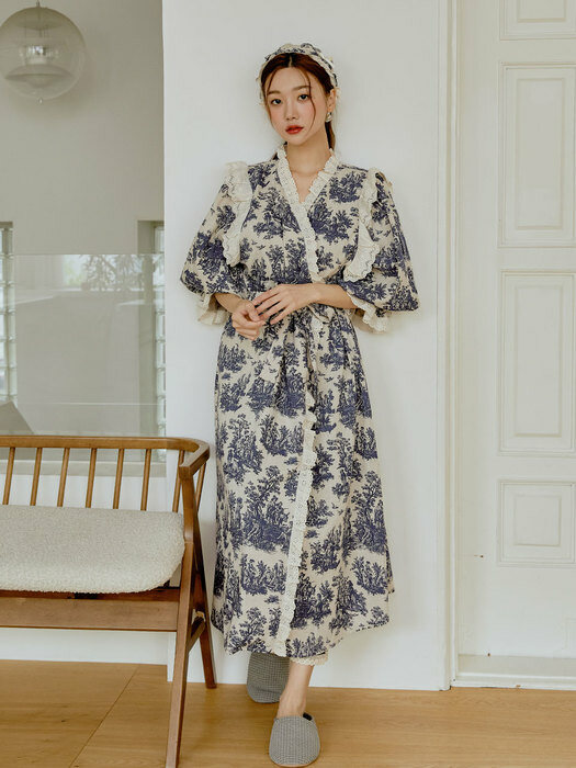 여성 로코코 선염코튼 로브가운 잠옷(세안밴드포함)