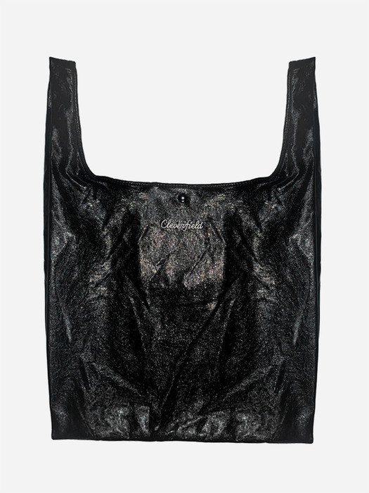 Vegan leather embroidered logo tote bag_BLACK
