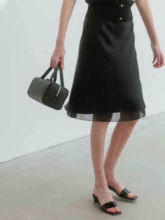 Satin Layered Skirt in Black