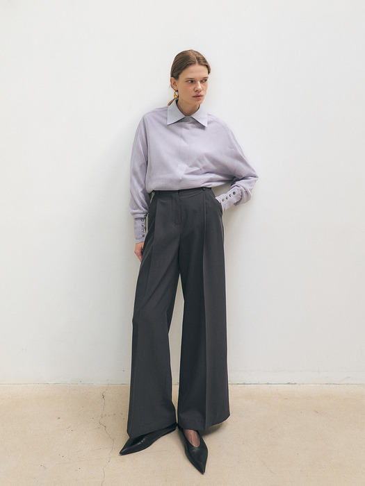 TFS ONE TUCK TROUSERS_CHARCOAL