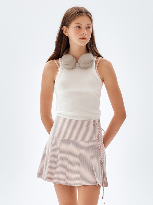 Line Pleated Mini Skirt