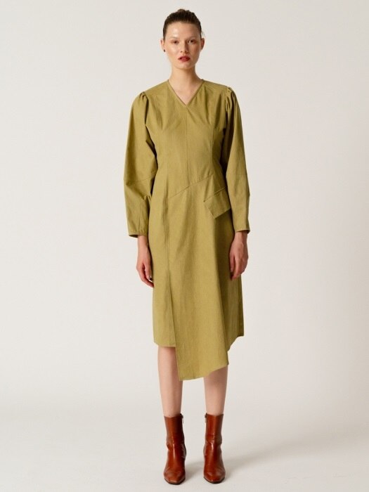 Cocoon Sleeve Dress_Khaki