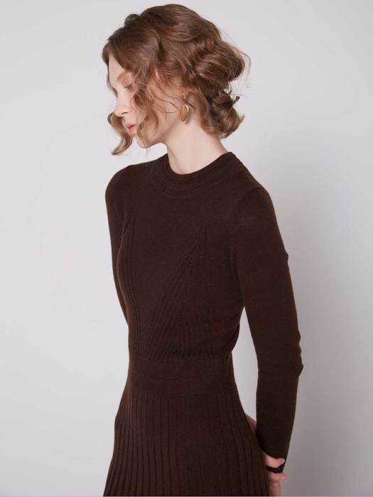Cashmere blended Flared rib knit dress