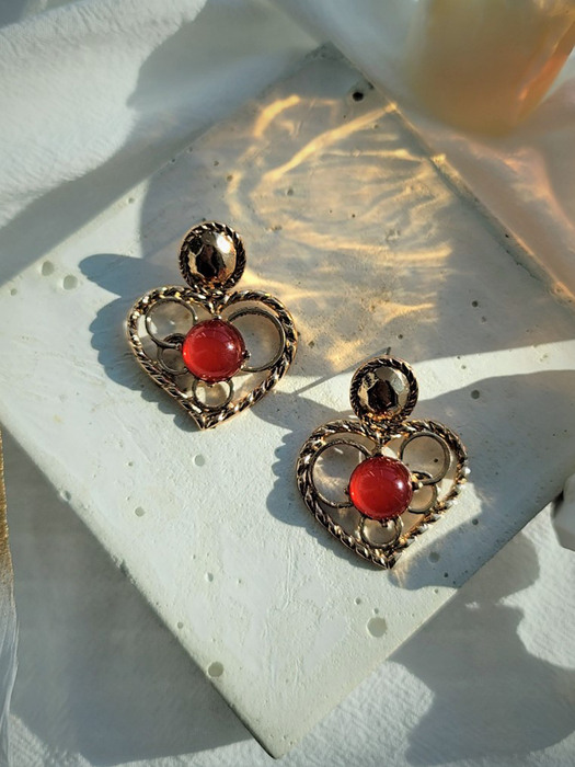 toy heart earrings (RED)