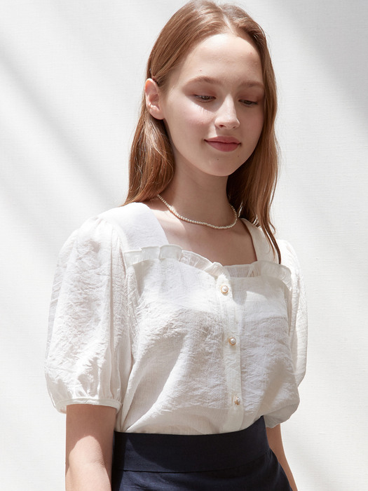 j1009 rain frill blouse (white)