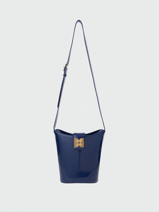 HOBART Folded Top Bucket Bag - Navy