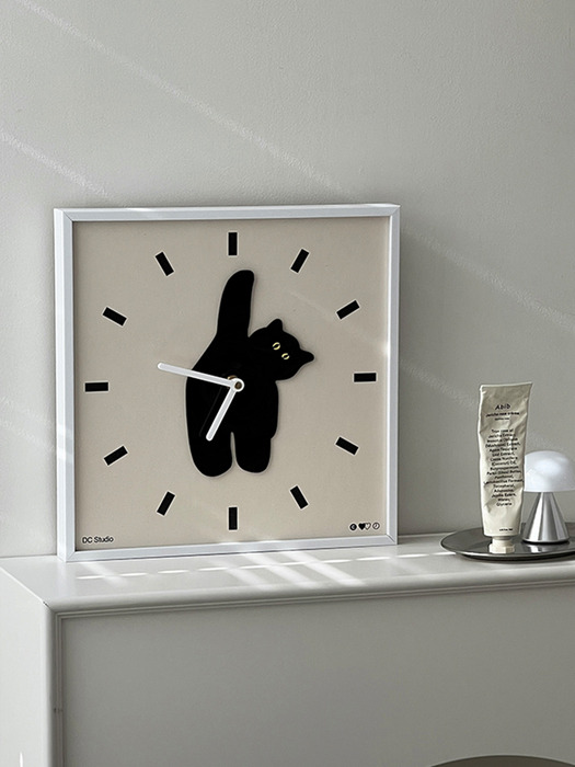 인테리어 무소음 시계 고양이 벽시계