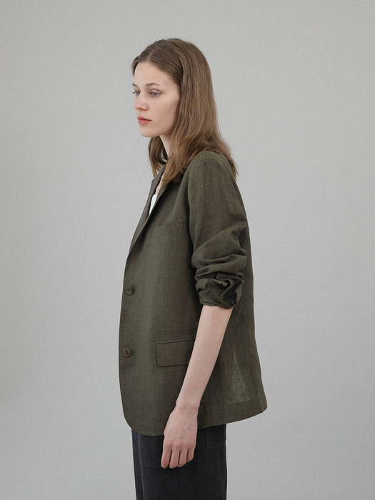 Linen 2-button jacket_khaki brown