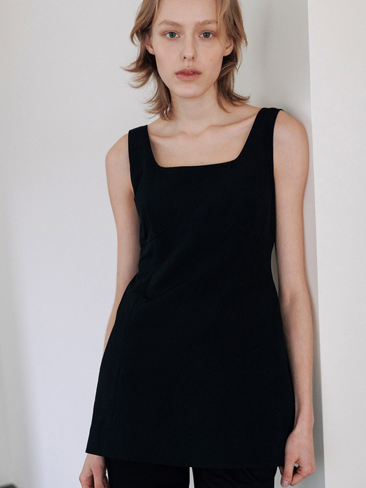 wrinkled mini dress (black)