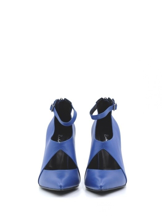 CUT-OUT 100 ANKLE STRAP BOOTS IN COBALT BLUE LEATHER