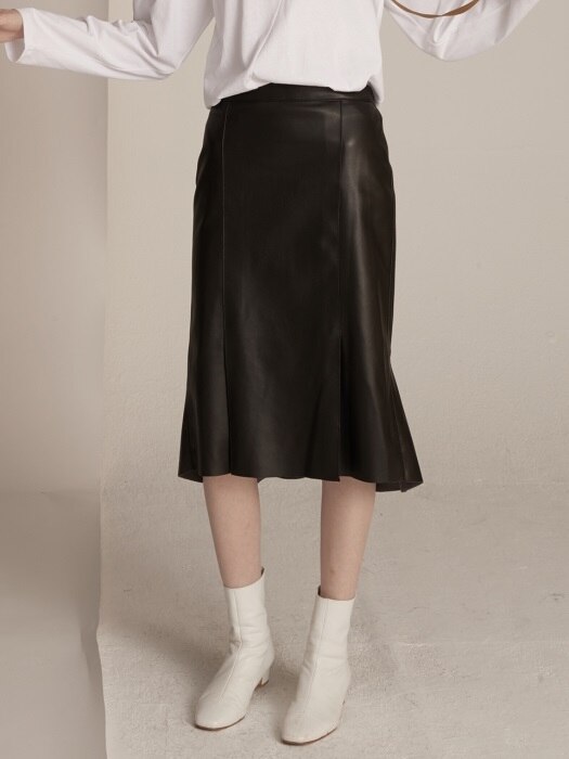 Reversal Mermaid Skirt - Leather Black