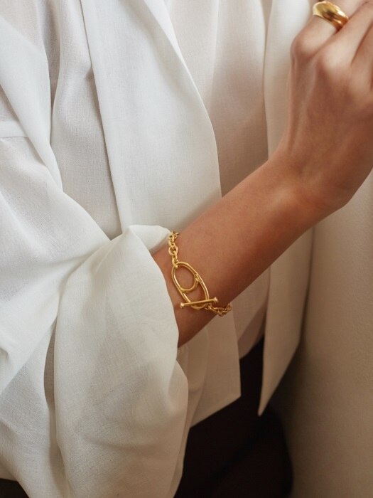 pin chain bar bracelet gold