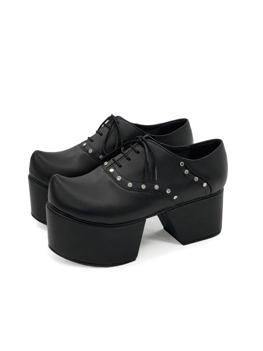 Pointed Toe Derby with Separated Platforms | Black