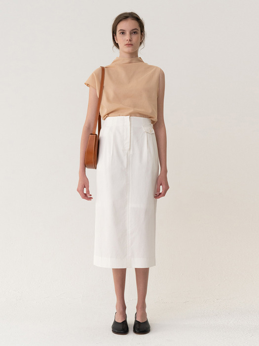 [ESSENTIAL] Original H-line Skirt White