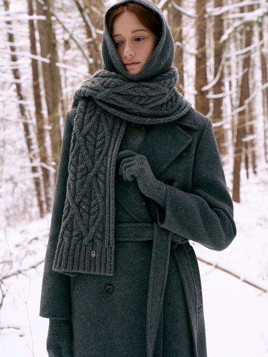 Stitch Wool Double Coat[LMBBWICT201]-Charcoal