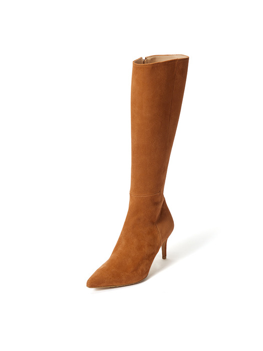 Stiletto Suede Long Boots_Caramel