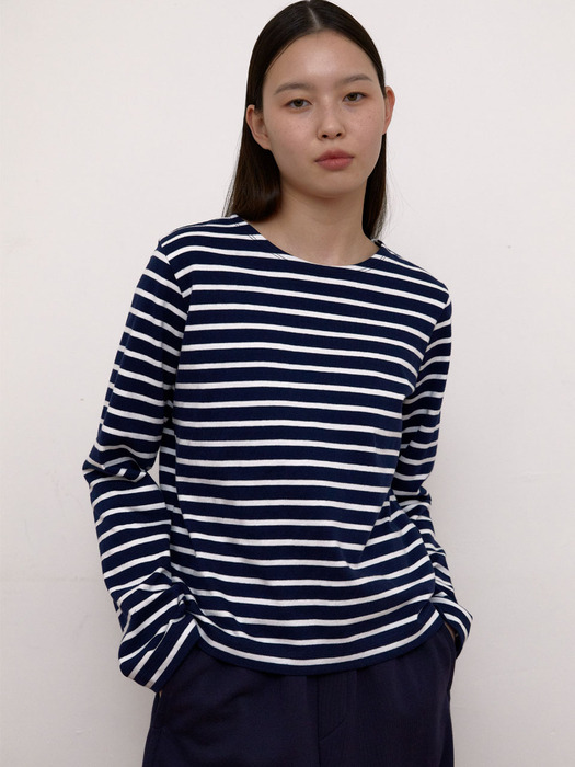 Stripe Long Sleeve T-Shirts (Navy)