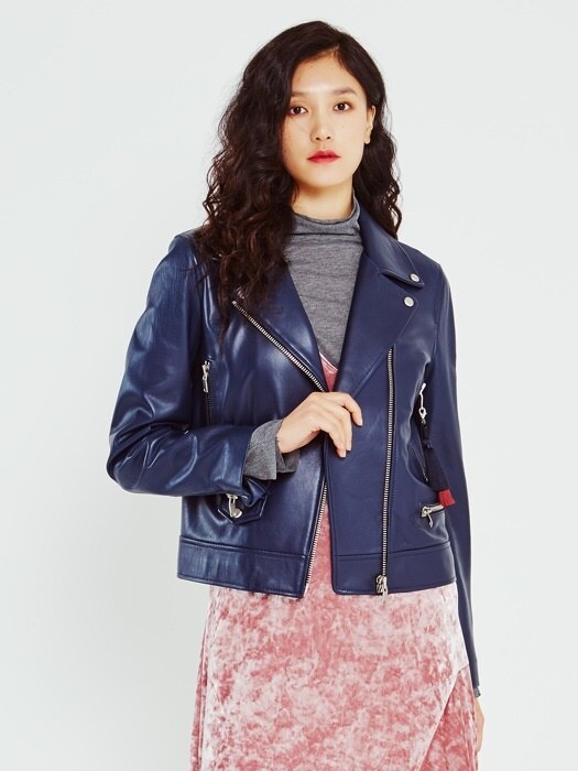 Perfect Fit Lamb Skin Jacket in Navy