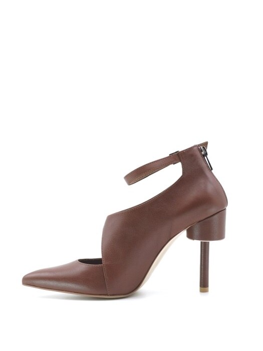 CUT-OUT 100 ANKLE STRAP BOOTS IN BROWN  LEATHER