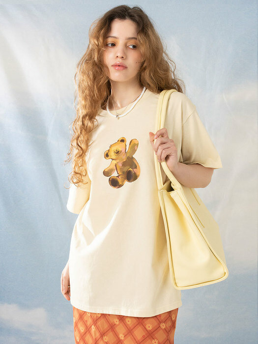BEAR OVER FIT TEE_YELLOW (UNISEX)
