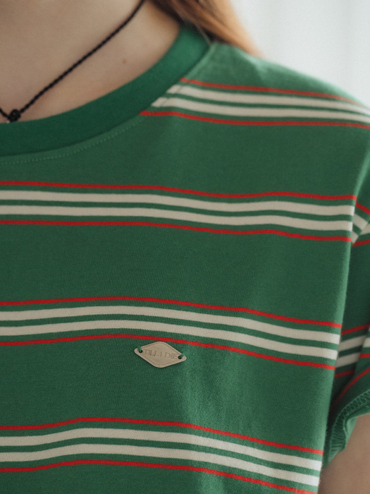Multi stripe cotton t-shirt_Green