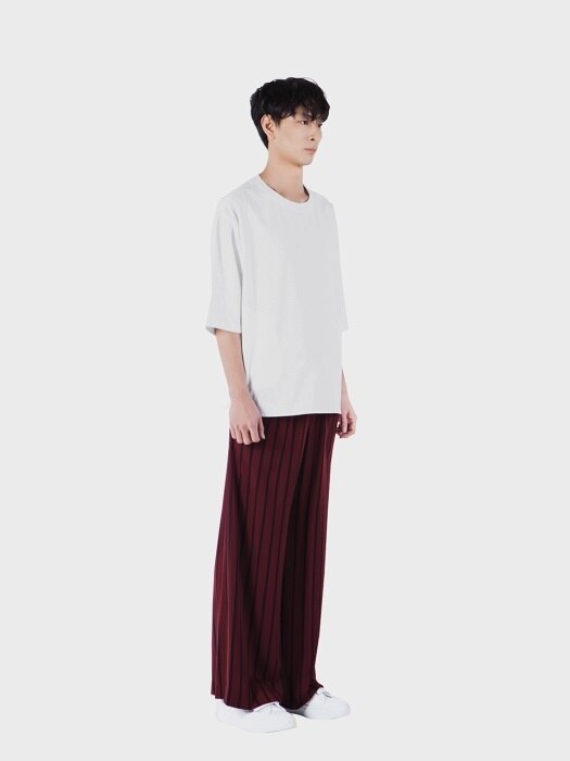 Wide Leg Pattern Trousers (WINE)