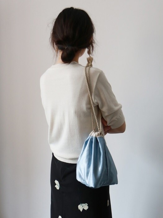 glossy pouch bag _ sky blue