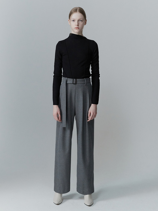 BELTED WIDE LEG TROUSERS GY
