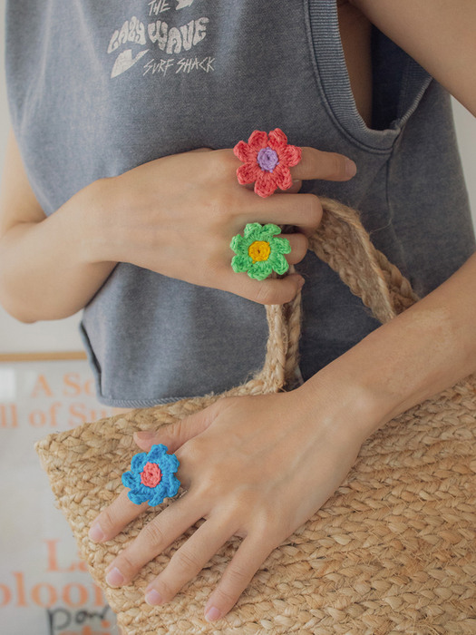Summer Knit flower ring (3colors)