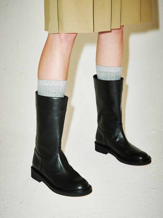 IS_221398 Middle wide boots(Black)