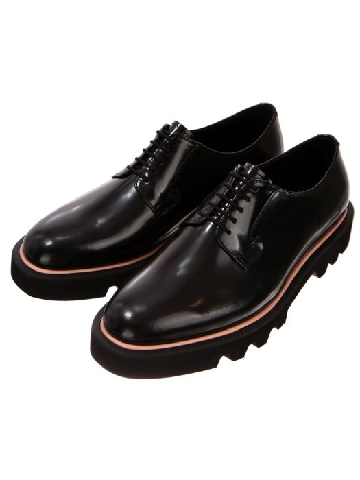 Black Glossy Leather Piping Derbys