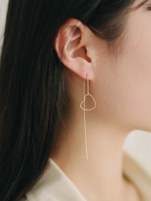 heart line drop earrings 大 (3colors)