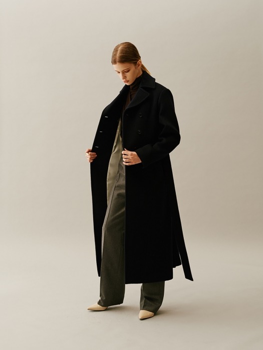Slim Fit Wool Long Coat NAVY