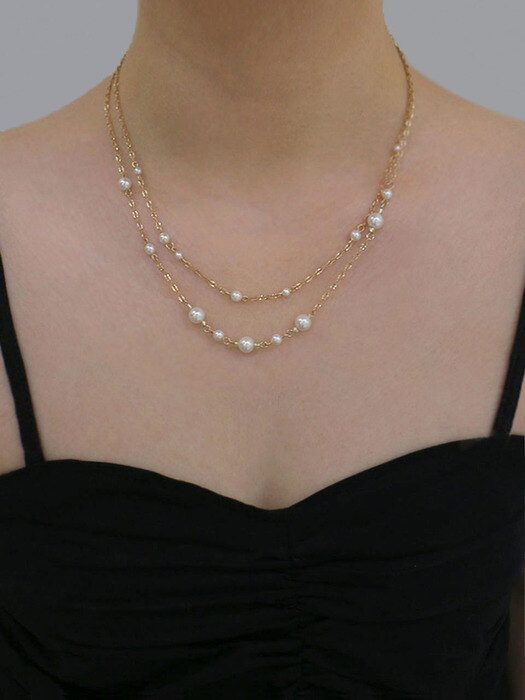 [SET] romantic swa double chain necklace (2way)