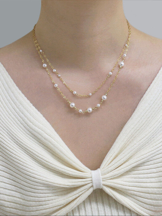 [SET] romantic swa double chain necklace (2way)